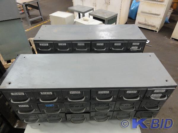 lot 225 image: (2) Equipto 18-Drawer Steel Parts B...