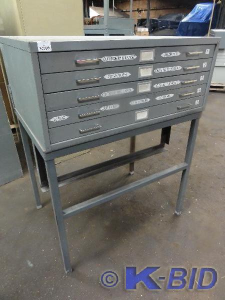 lot 227 image: Safco 5-Drawer Blue Print File Cabi...