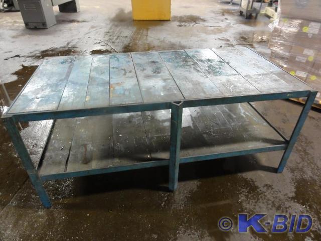 lot 23 image: Steel 2-Shelf Work Bench With Wood ...