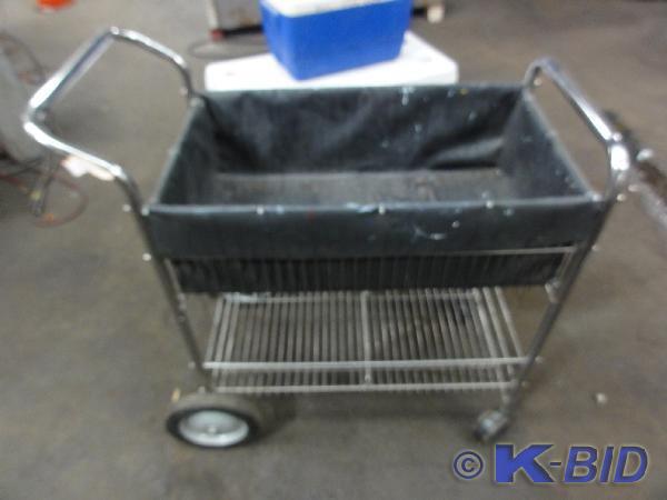 lot 30 image: 2-Bin Cart on Wheels Top Bin 18 x ...