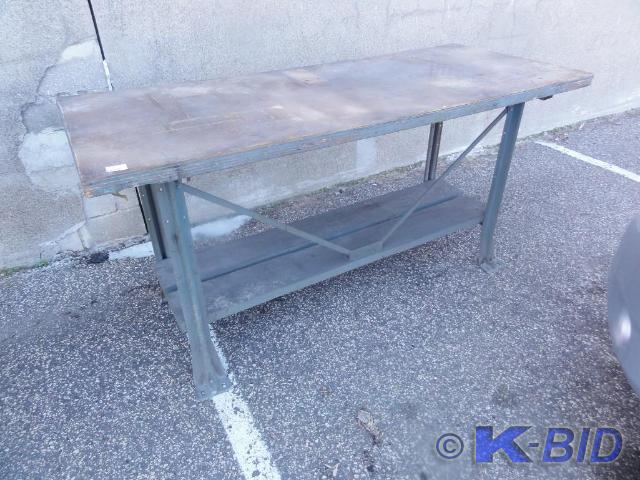 lot 310 image: Work Bench With Metal Legs 30 x 72...