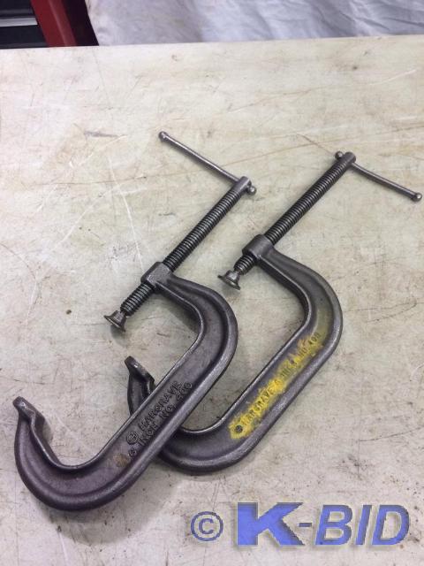 lot 38 image: (2) Hargrave 6 inch C clamps, model...