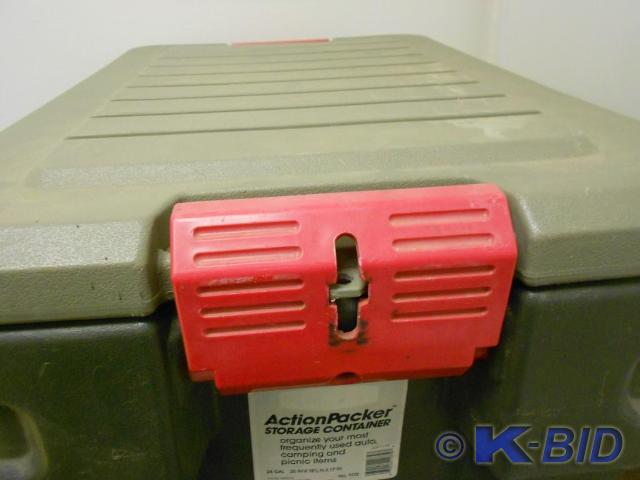 Sold at Auction: (4) Rubbermaid Action Packer Storage Bins