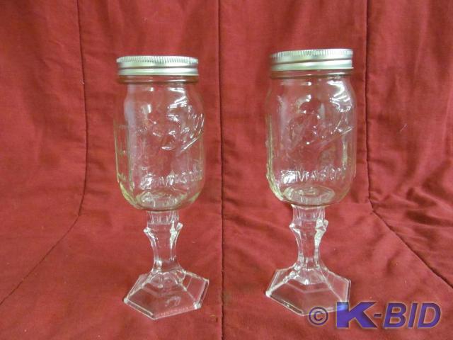Decorative Stemmed Ball Jars with L...