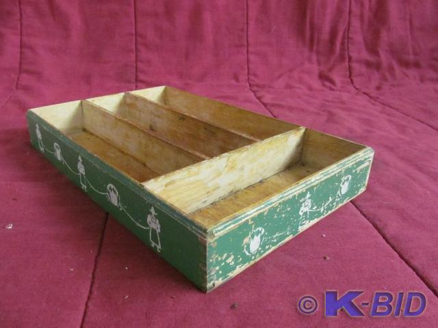 Vintage Wooden Silverware Tray