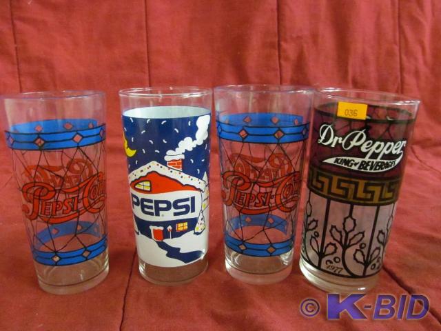 3 Pepsi Glasses, 1 Dr. Pepper Glass