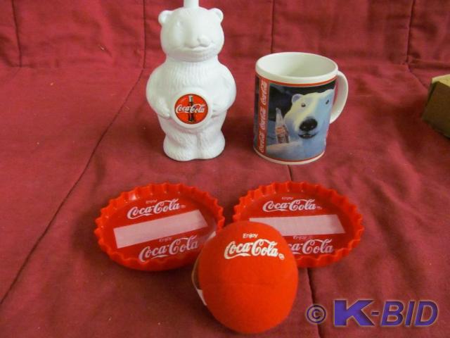 5 Coke Items - Cup, White Bear Sipp...