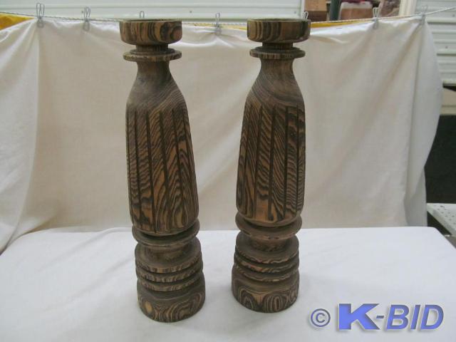 lot 162 image: 2 Turned Pedestals - Unique Wood