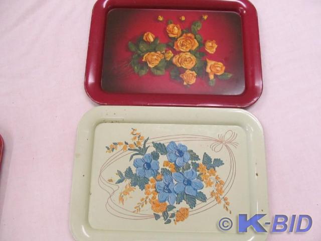 lot 207 image: 2 Vintage Metal Lap Trays - Large
