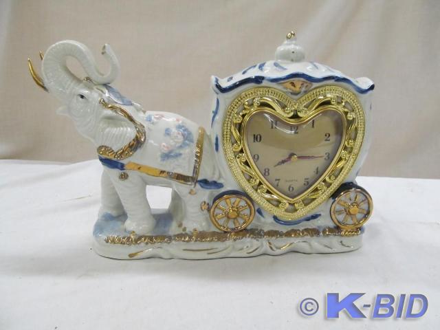 lot 231 image: Porcelain Elephant Clock