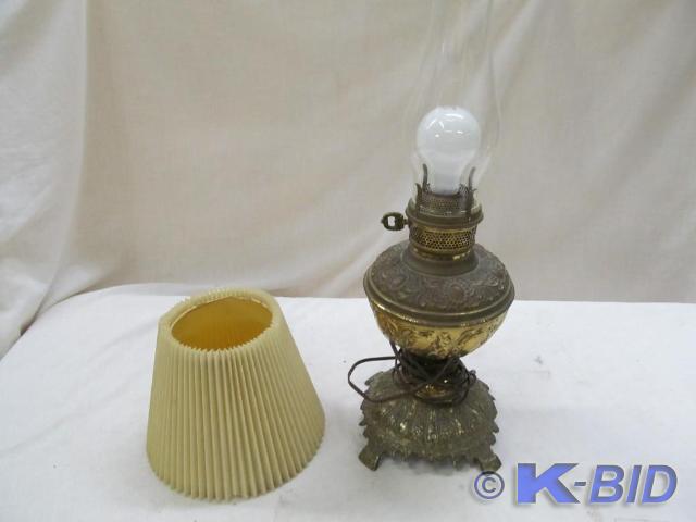 lot 240 image: Vintage Oil Lamp Converted to Elect...