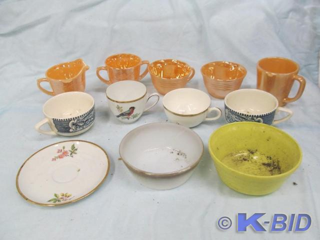 lot 54 image: Fire King Cream and Sugar with 3 Cu...