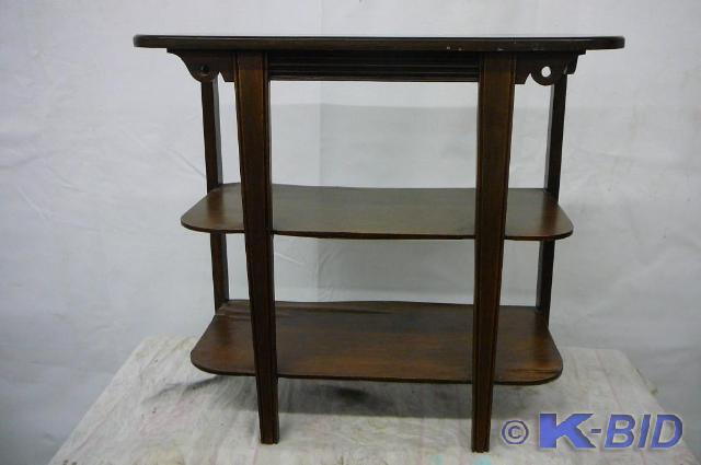 lot 4 image: Vintage wooden stand with 3 shelves...
