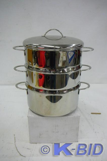 lot 13 image: Stainless steel 3 pot steamer  Sold...