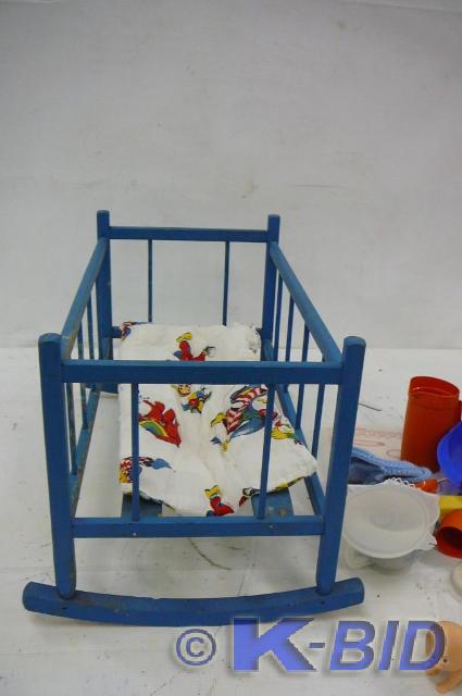 lot 30 image: Wooden baby doll crib rocker Miscel...