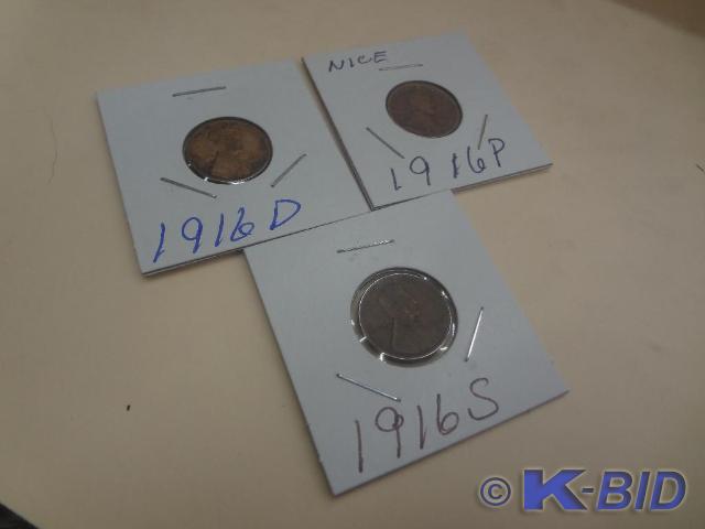 1916 Lincoln Wheat Pennies DPS Mi...