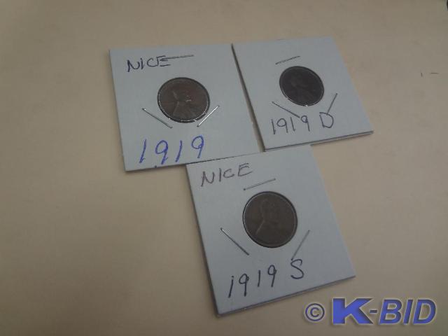 1919 Lincoln Wheat Pennies DPS Mi...