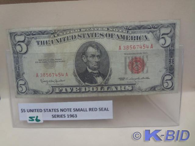 $5 US Note Small Red Seal, Series 1...