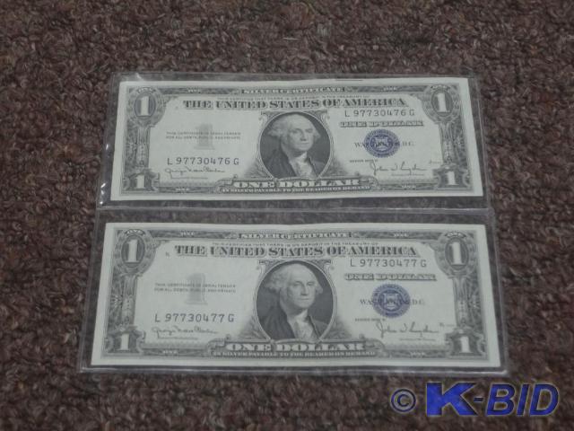 (2) $1 Silver Certificates (Consecu...