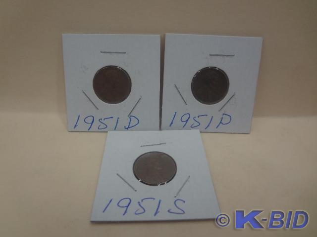 1951 Lincoln Wheat Pennies DPS Mi...