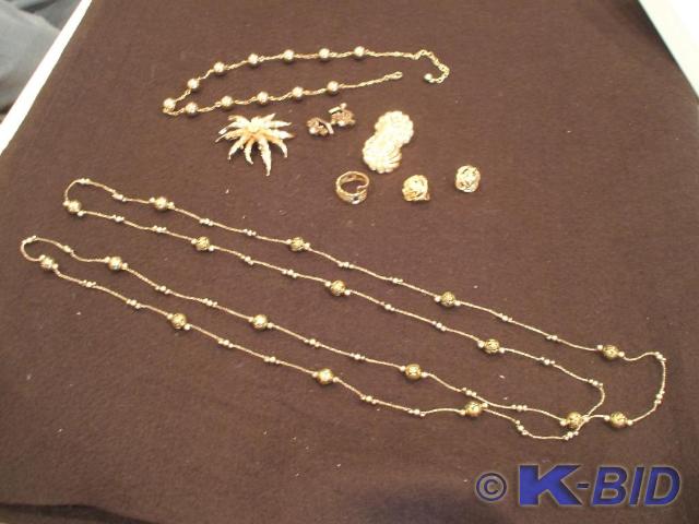 2 gold necklaces, 2 pair of gold ea...