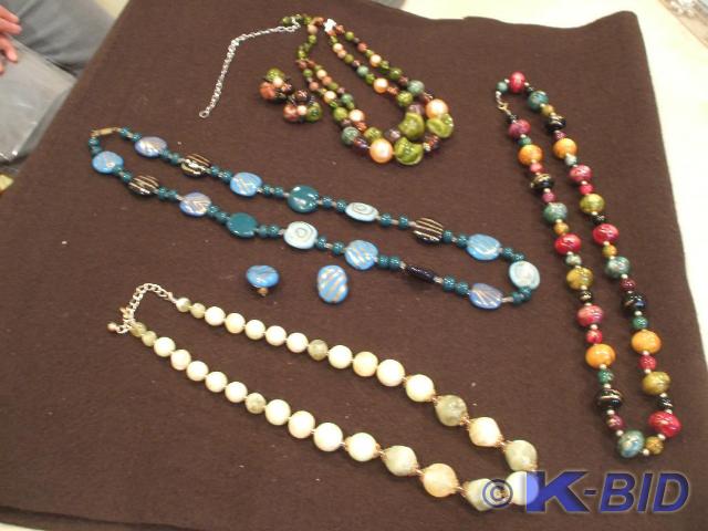 2 colored stone necklace and earrin...