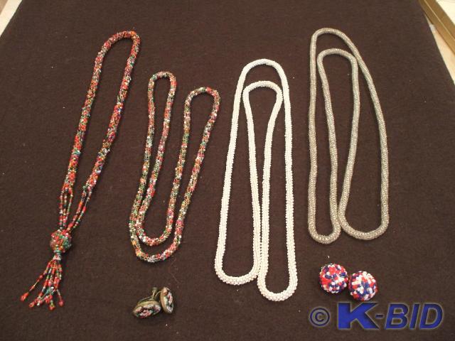 4 cloth beaded rope style necklaces...