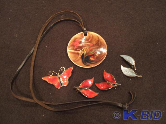 A copper enameled necklace from Ire...