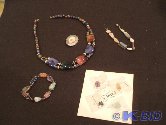 2 stone bracelets, a choker style n...