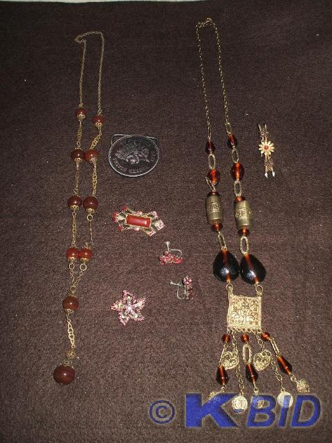 2 glass bead and brass necklaces.&n...