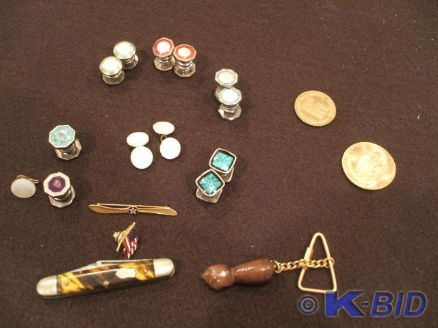 5 sets of vintage cuff links, 3 str...