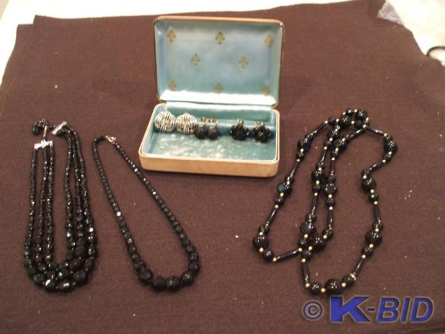 2 black faceted bead necklaces- I t...