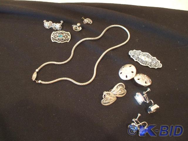 2 pair of sterling earrings and a s...