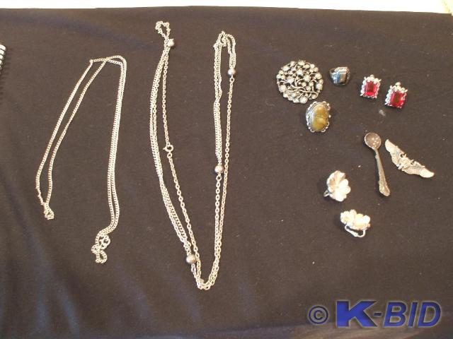 2 sterling pins-a spoon and wings, ...