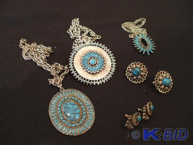 On pair of sterling and turquoise e...