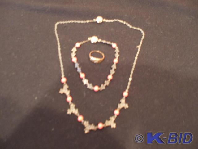 2 sterling necklace and bracelet se...