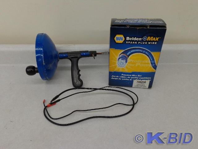 lot 10 image: Pluming Snake and Spark Plug Wire S...