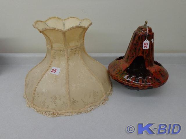 lot 25 image: Retro Lamp Shade and Hanging Cerami...
