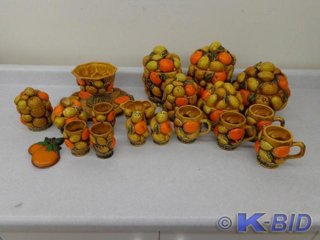 lot 31 image: Fruit Themed Kitchen Ware Cups Salt...