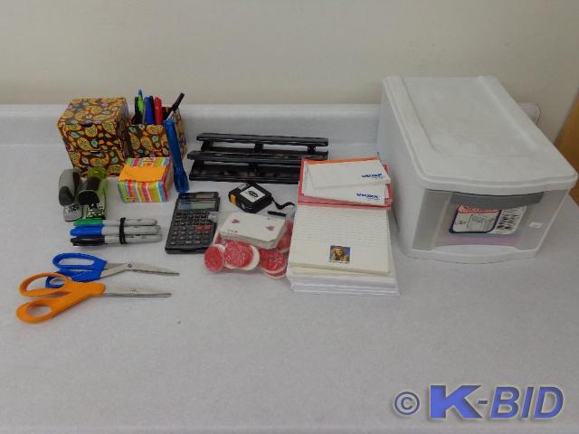 lot 58 image: Assorted Office Supplies 3 Ring Hol...
