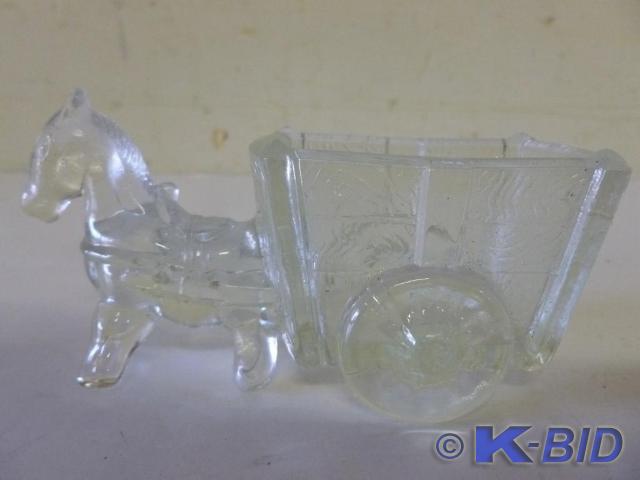 Vintage glass donkey and wagon shel...