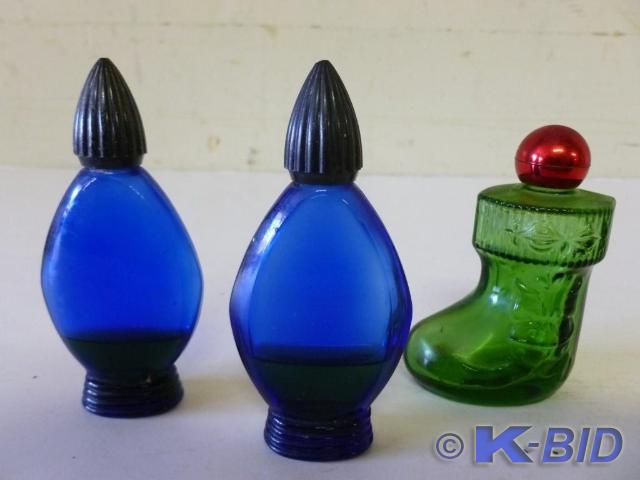 Lot of three glass perfume bottles,...