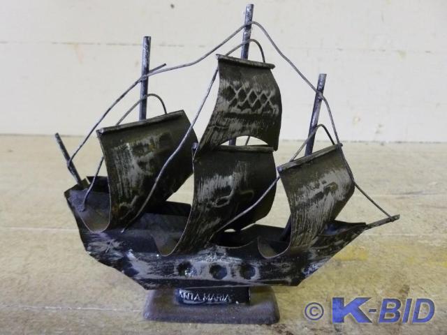 Cut metal mantle ship decoration th...