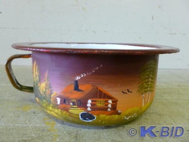 Vintage hand painted enamel chamber...