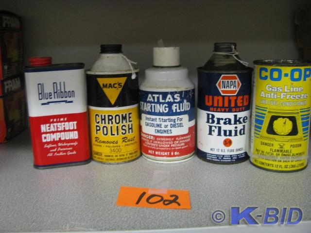 lot 102 image: 5 small vintage advertisment cans