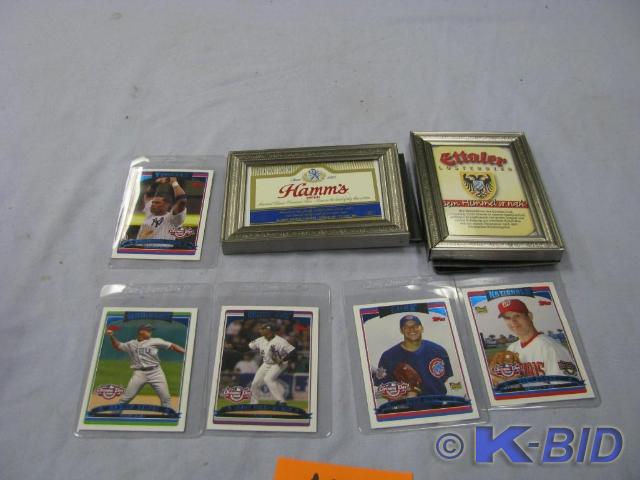 lot 115 image: 5 baseball cards framed hamms labe...