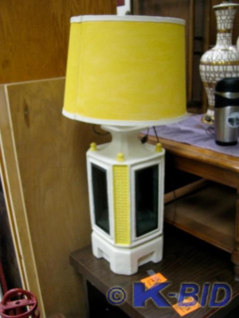 lot 138 image: white and yellow vintage lamp two b...