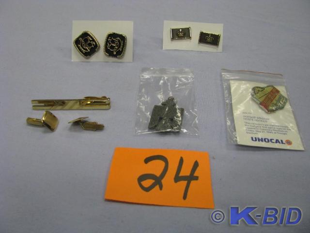 lot 24 image: mens items cuff links, tie clip Ind...