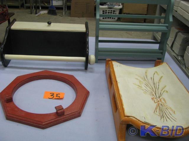 lot 35 image: four wooden painted items