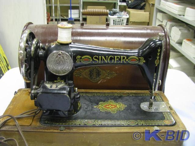lot 57 image: one bentwood box singer sewing mach...
